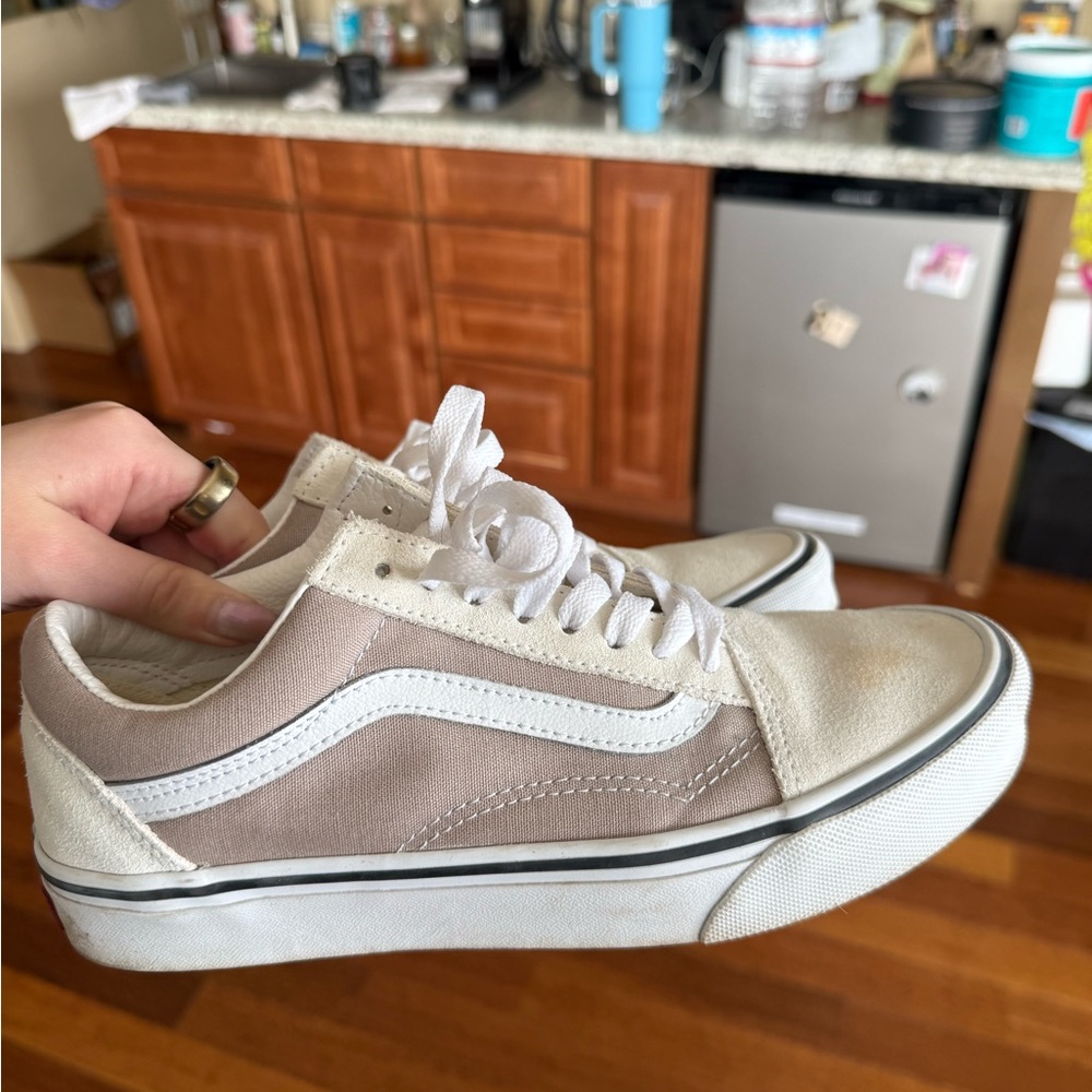 Vans Classic Beige and White Sneakers